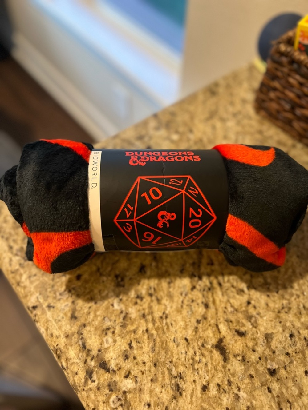 Dungeons & Dragons D20 Dice Throw Blanket NWT Red Black Plush Gamer Cozy DnD - Picture 7 of 8